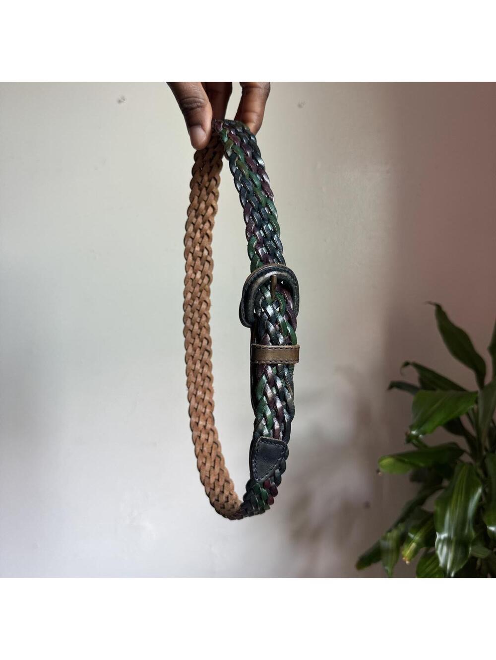90s Braided Leather Belt Multicolor braided belt size S fits XS-S